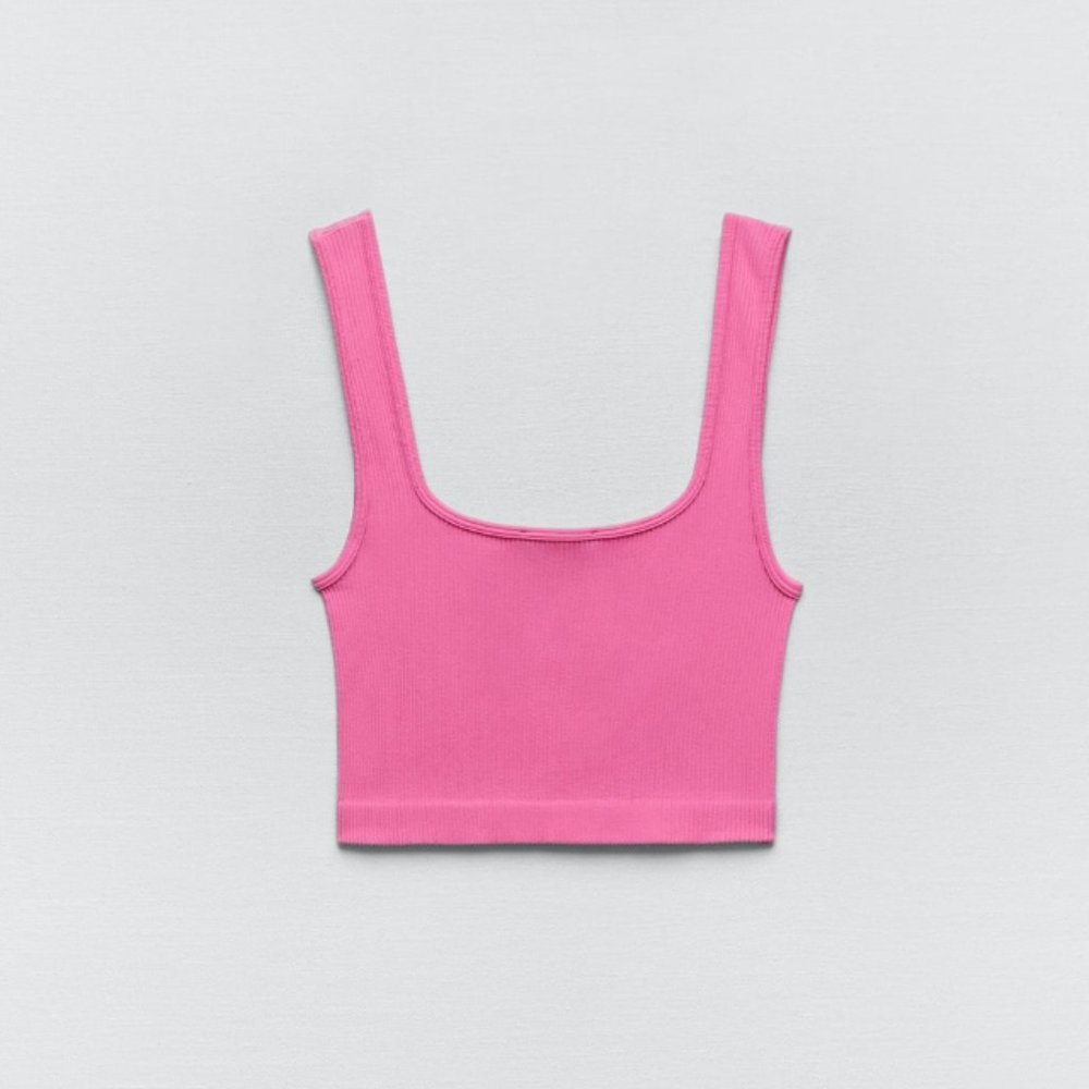 Zara Squared neck top with wide strap (XS - Bubble Gum Pink)
